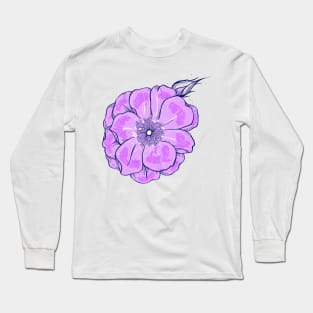 Pink flower with hidden Heart Awareness Ribbon in one of the petals Long Sleeve T-Shirt